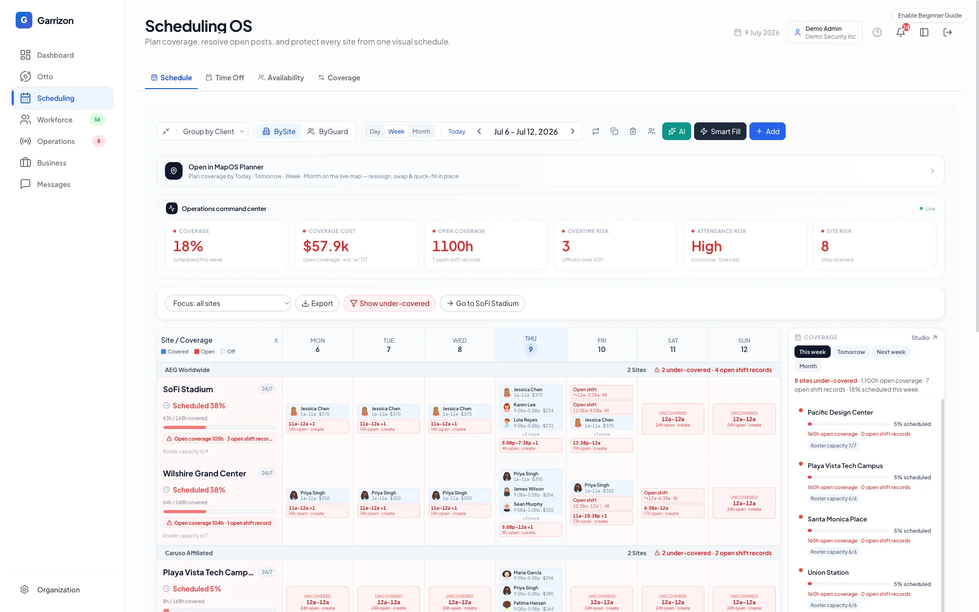 Garrizon Scheduling — real app screenshot
